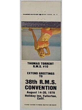 Vintage Matchbook Cover RMS 38th Convention 1978 Fullerton CA Bikini